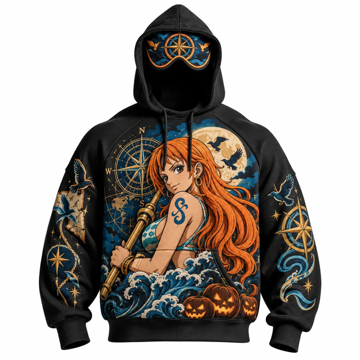 Halloween Anime-Print Hoodie