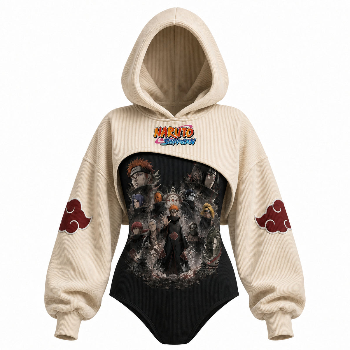 Women's Anime-Print Hooded Romper Set