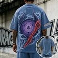 Unisex Anime-Style Retro Corduroy Oversized T-Shirt