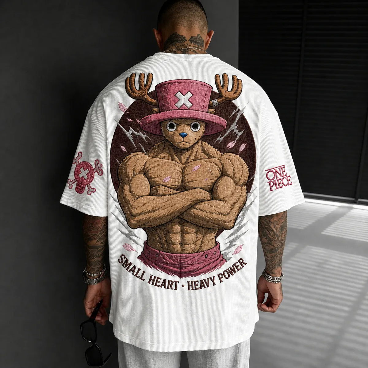 Unisex Short-Sleeve Corduroy T-Shirt With Anime Print