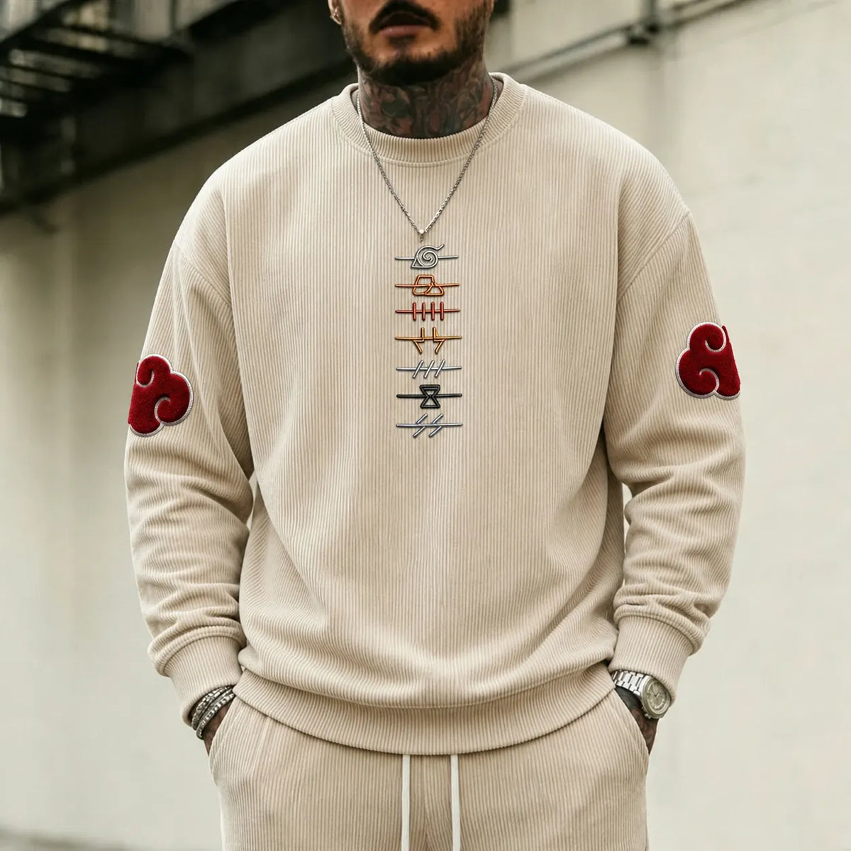 Unisex Retro Corduroy Sweatshirt In Anime Style