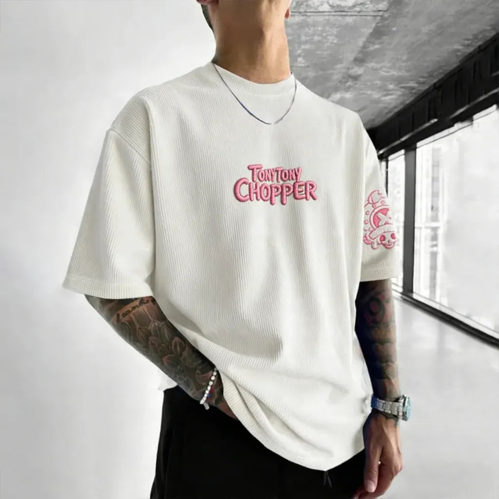 Unisex Anime Inspired Vintage Corduroy T-Shirt