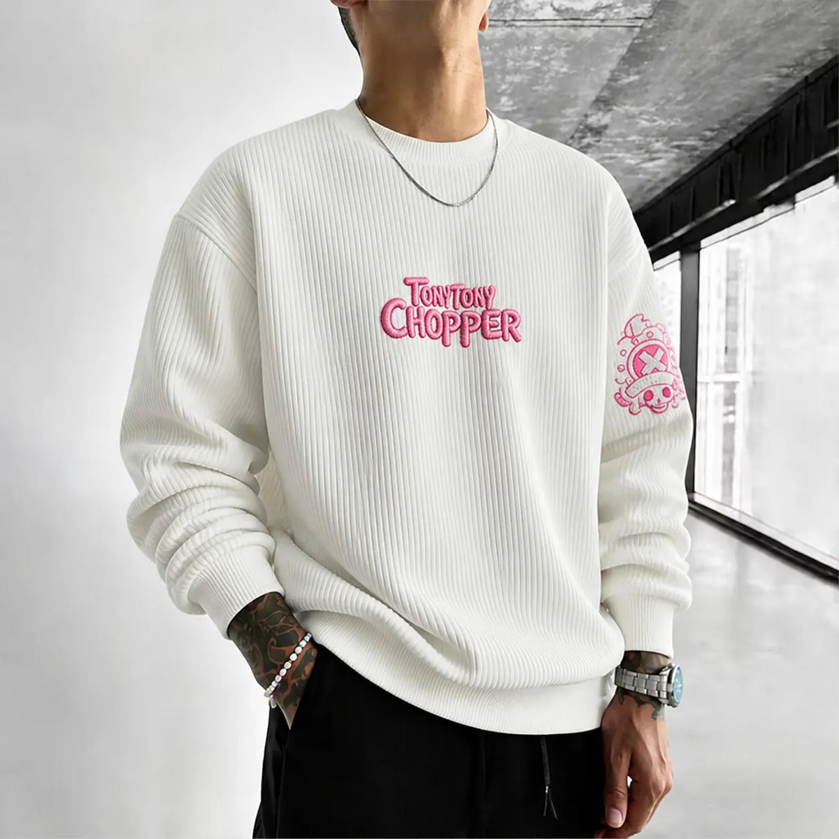Unisex Anime-print Crewneck Sweatshirt