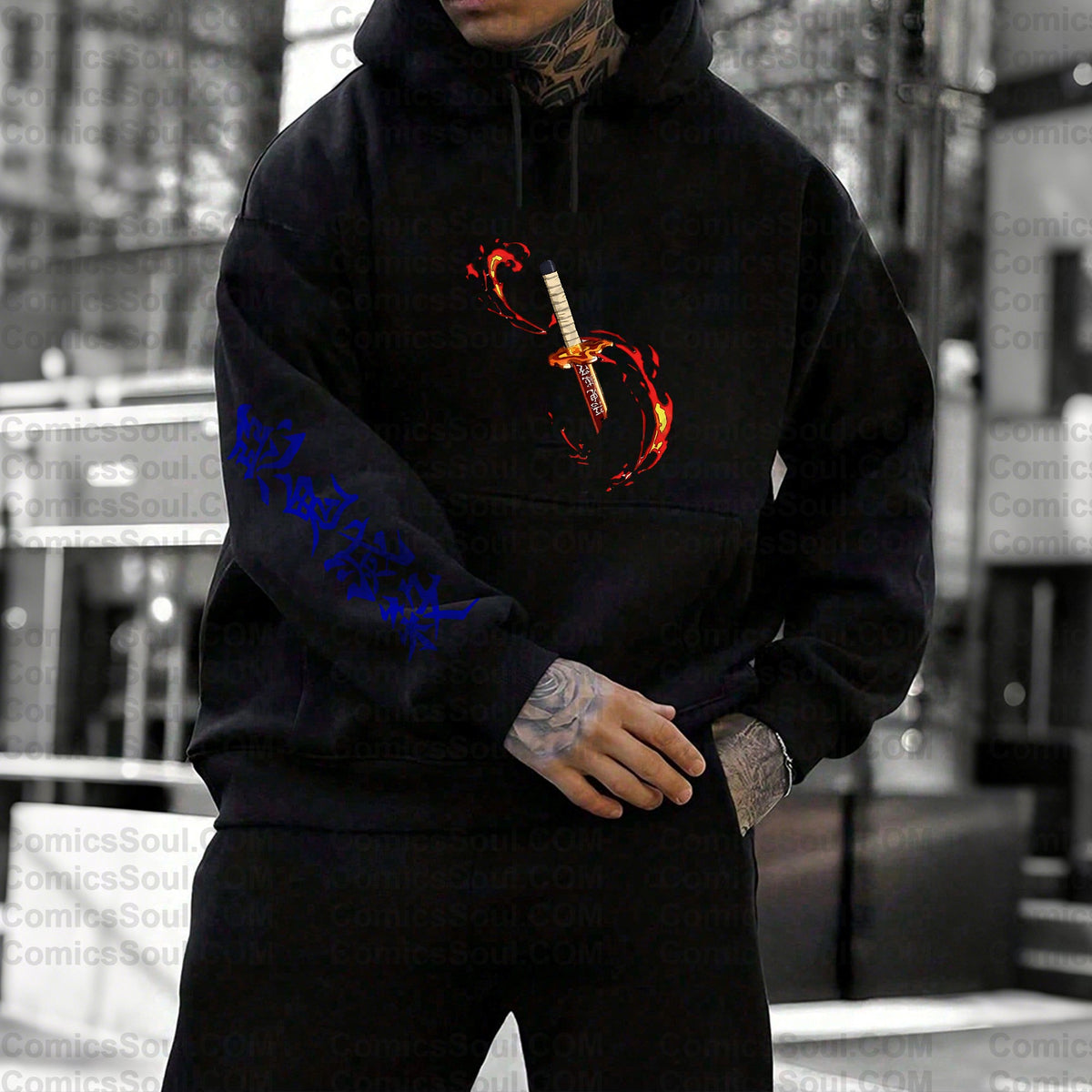 Unisex Anime Graphic Streetwear Vintage  Silver Fox Fleece-Lined Hoodie| KNY