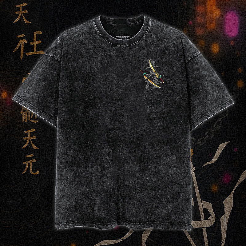 High-quality unisex anime graphic washed printed T-shirt| KNY