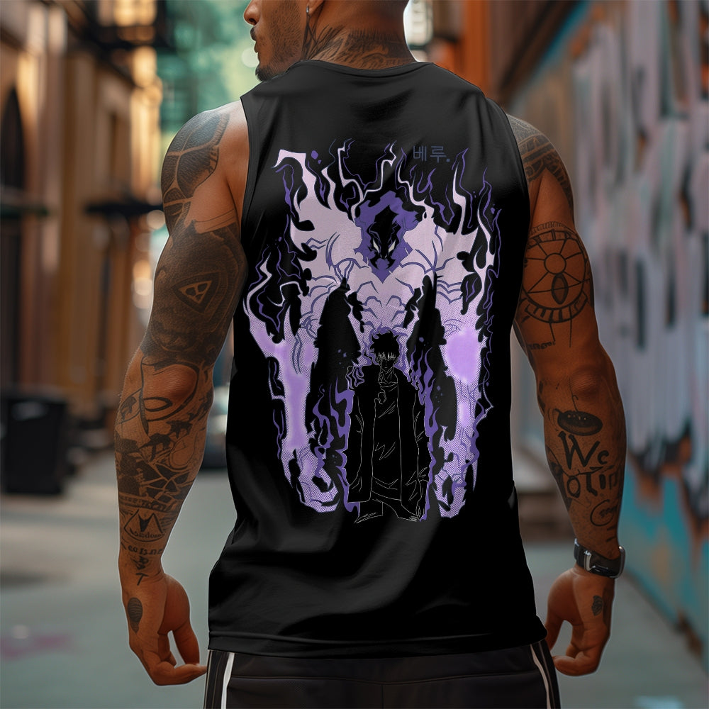 Oversized Anime Print Gym Tank Top