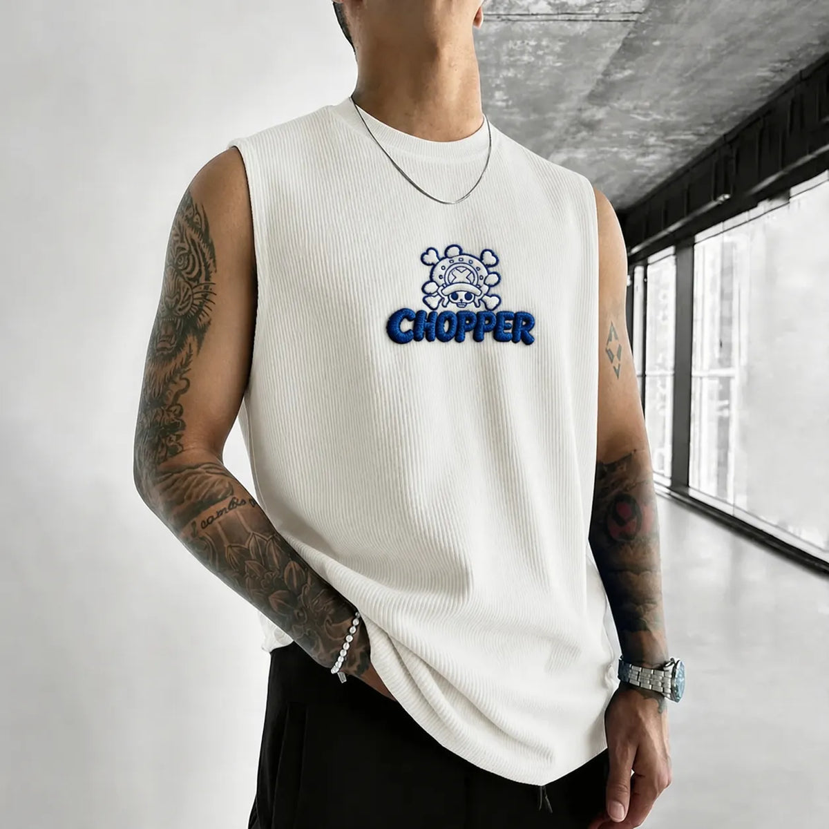 Unisex Anime-Style Retro Corduroy Tank Top