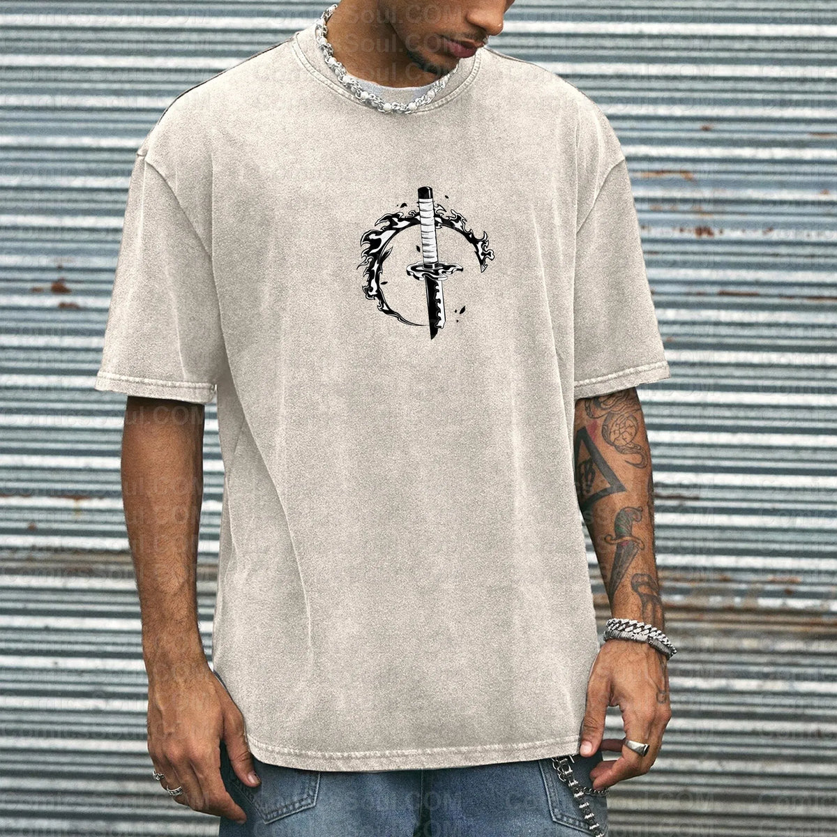 Vintage 3D Direct Inkjet Printed Washed Unisex T-Shirt