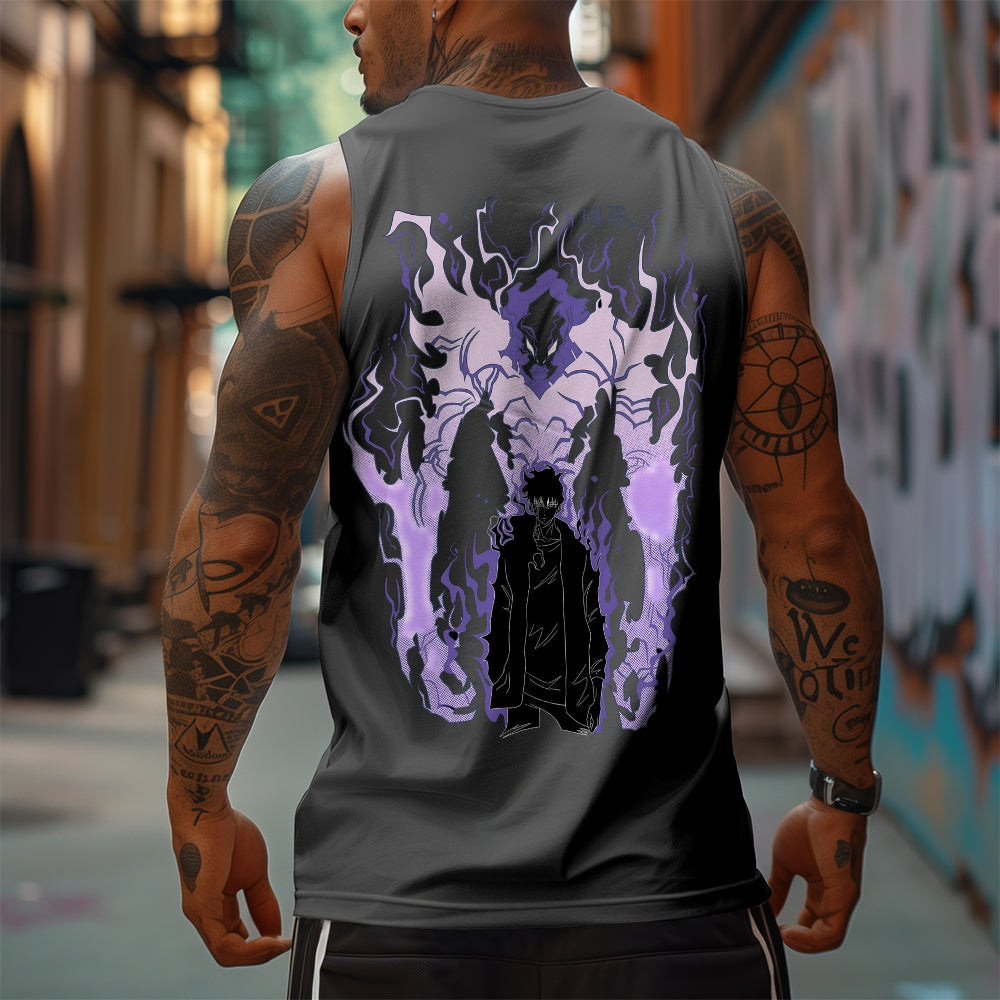 Oversized Anime Print Gym Tank Top