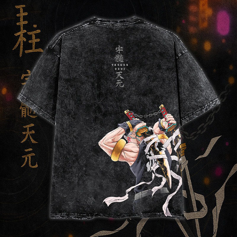 High-quality unisex anime graphic washed printed T-shirt| KNY