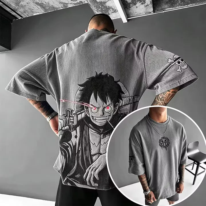 Anime Vintage Waffle Knit T-Shirt