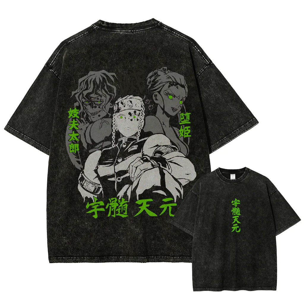 Tengen Uzui Vintage washed T-Shirt – KNY Oversized Graphic Tee for Anime Fans