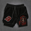 Unisex Double-layer Shorts With Anime Print