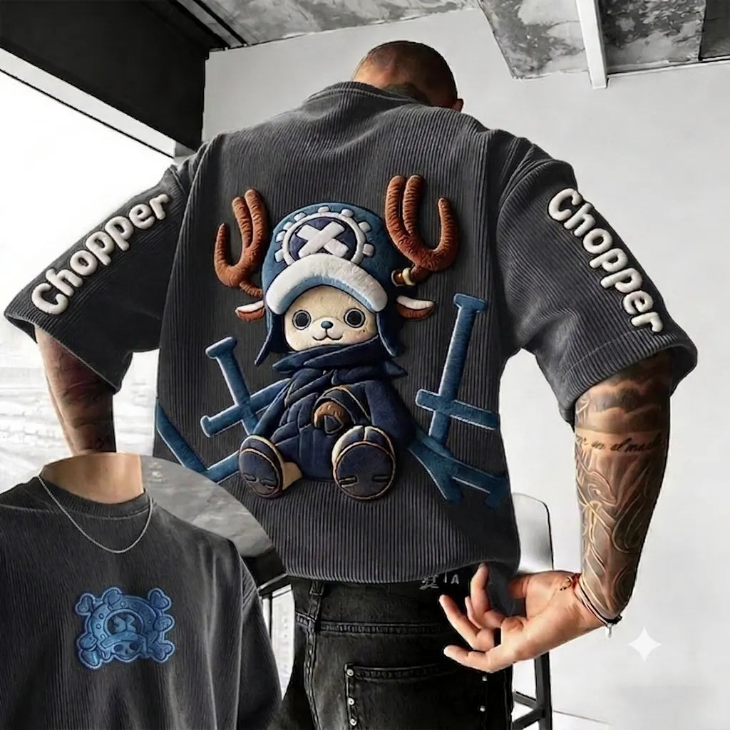 Unisex Anime Inspired Vintage Corduroy T-Shirt