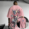 Anime-Inspired Vintage Waffle Knit T-Shirt