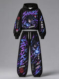 Sasuke Uchiha Women's Cropped Long Sleeve Hoodie & High Waist Jogger Pants Two Piece Tracksuit Set