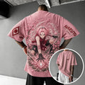 Unisex Anime-Style Retro Corduroy Oversized T-Shirt