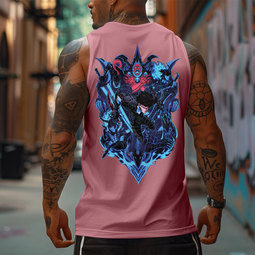 Oversized Anime Print Gym Tank Top