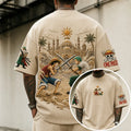Unisex Anime-Style Retro Corduroy Oversized T-Shirt