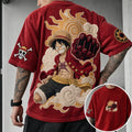 Unisex Anime-Style Retro Corduroy Oversized T-Shirt
