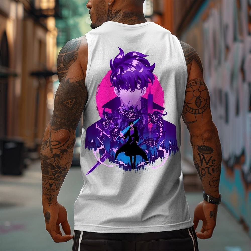 Oversized Anime Print Gym Tank Top