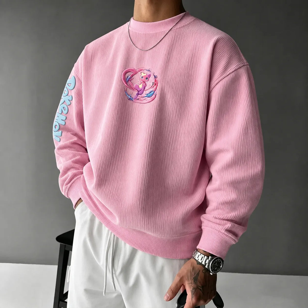 Unisex Retro Corduroy Sweatshirt In Anime Style