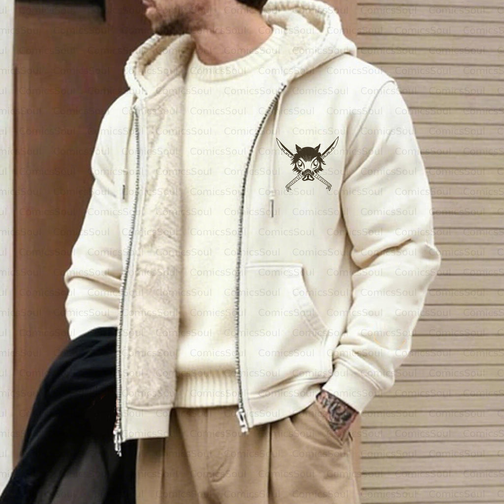 Unisex Graphic Streetwear Vintage Zipper Cardigan Plush Hoodie