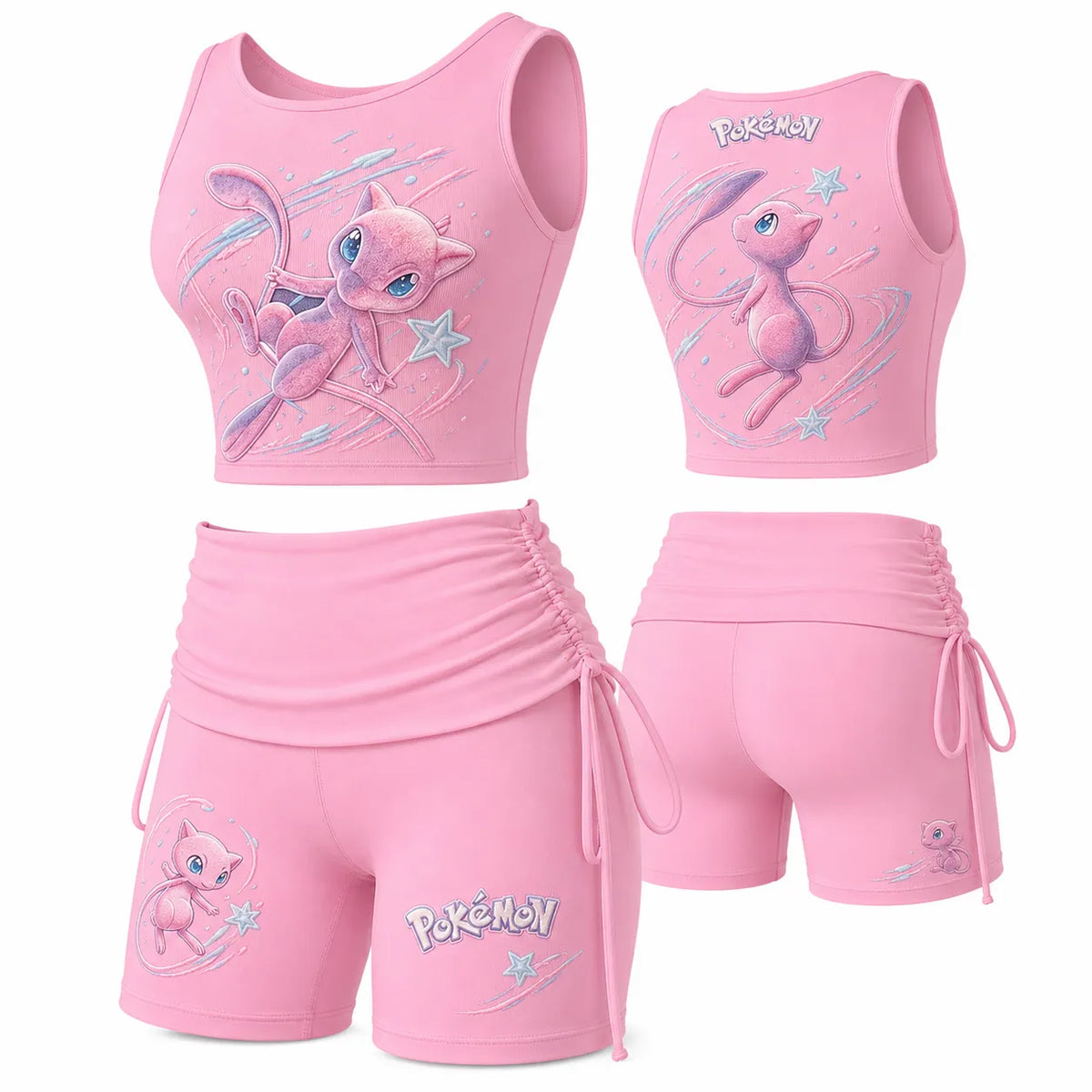 Women's Anime-Print Tank Top And Shorts Sports Set