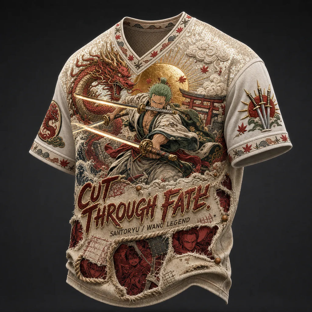 Pirate Crew Print V-Neck T-Shirt