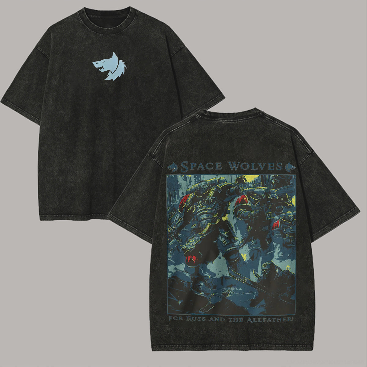 Space Wolves Printed Unisex Washed T-shirt