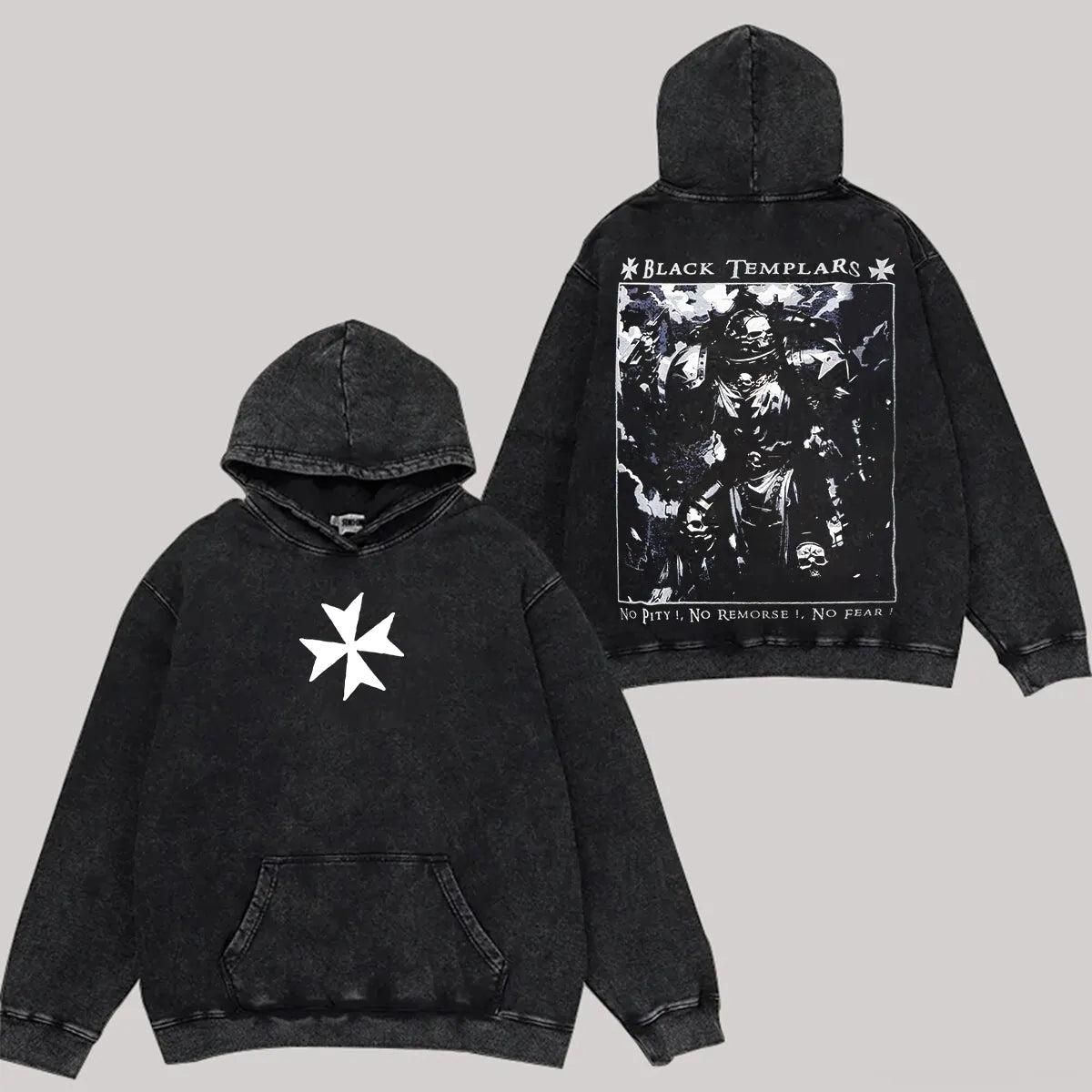 Black Templars Printed Unisex Washed Hoodie
