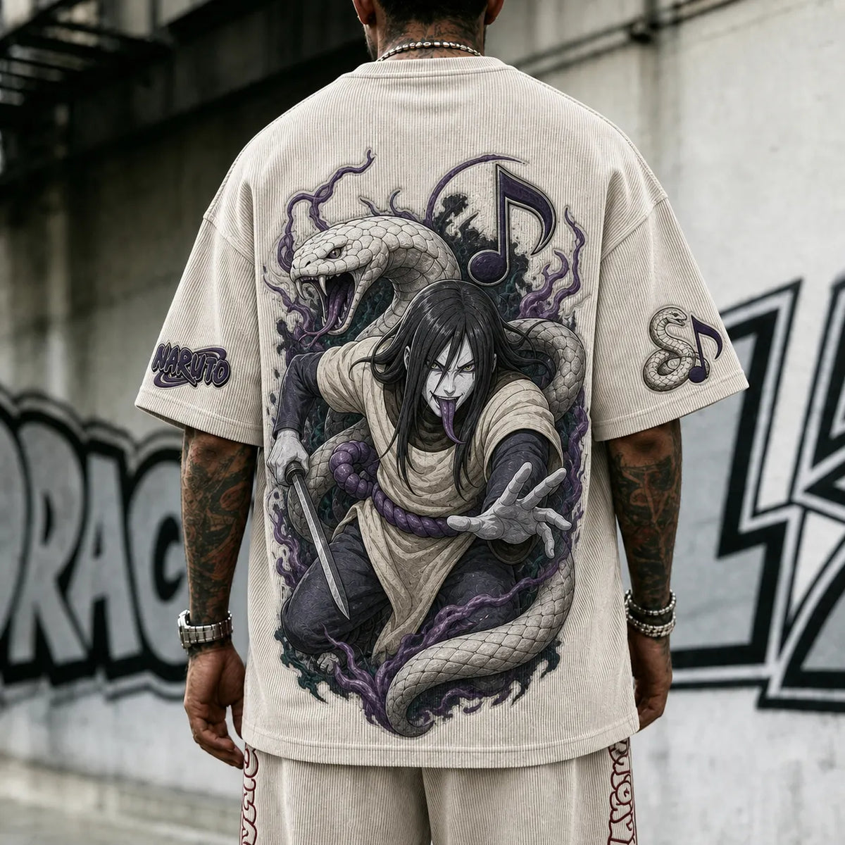 Unisex Anime-Style Retro Corduroy Oversized T-Shirt