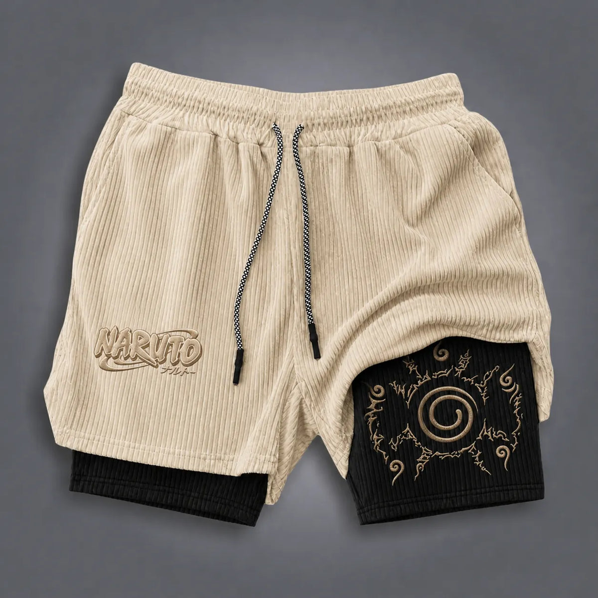 Unisex Double-layer Shorts With Anime Print