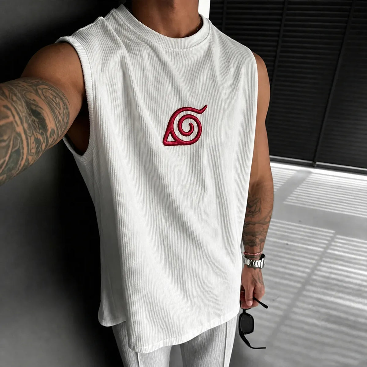 Unisex Anime-Style Retro Corduroy Tank Top