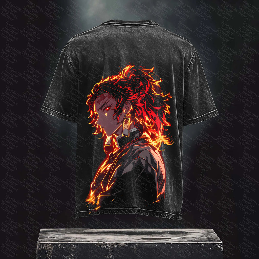 Unisex High Quality Inspired Vintage Washed 3D Direct Injection T-Shirt