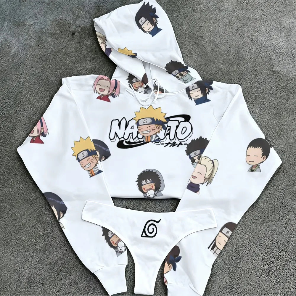NARUTO Women's Hooded Thicken Suit Set | Anime Graphic
