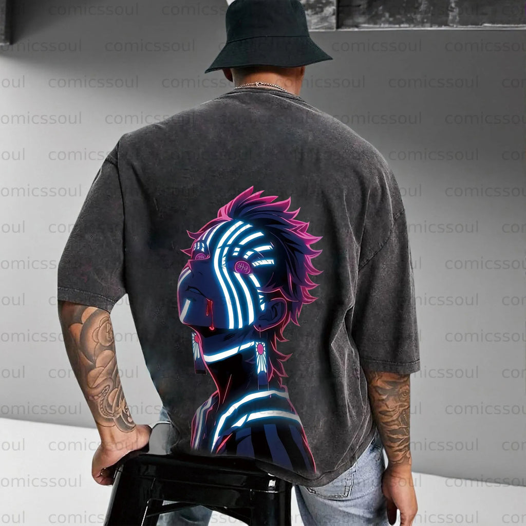 Vintage 3D Direct Inkjet Printed Washed Unisex T-Shirt