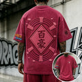 Unisex Anime-Style Retro Corduroy Oversized T-Shirt