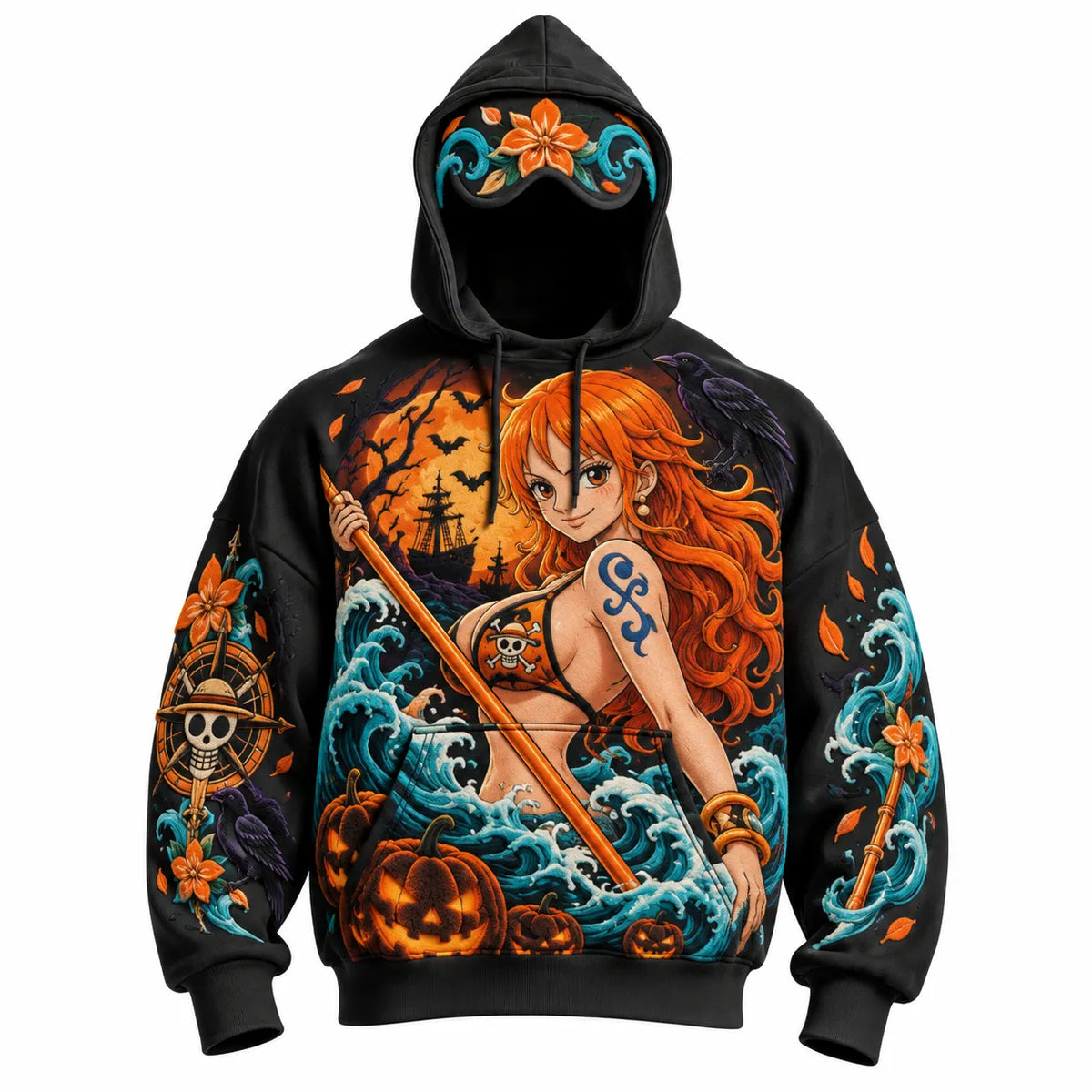Halloween Anime-Print Hoodie