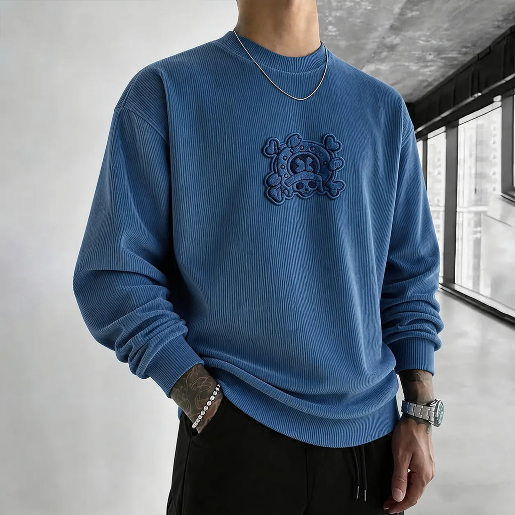 Unisex Retro Corduroy Sweatshirt In Anime Style