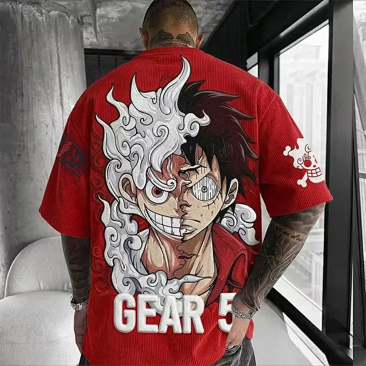 Unisex Anime Inspired Vintage Corduroy T-Shirt