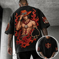 Unisex Anime-Style Retro Corduroy Oversized T-Shirt