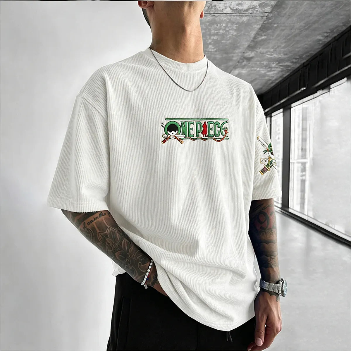Unisex Anime Inspired Vintage Corduroy T-Shirt