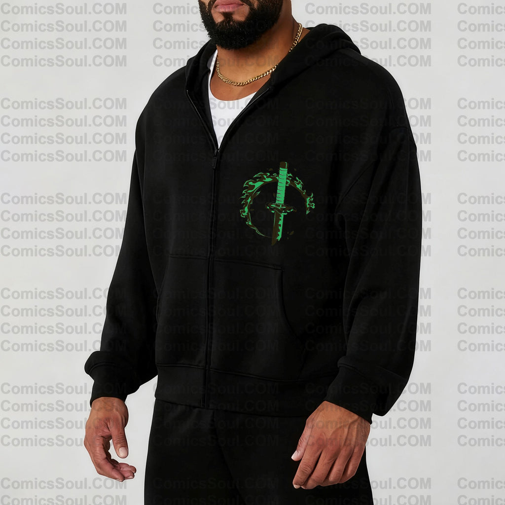 Unisex Graphic Streetwear Vintage Zipper Cardigan Plush Hoodie