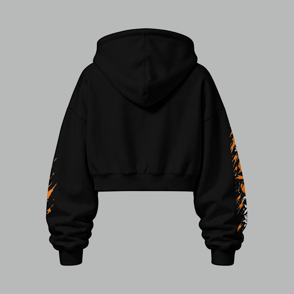 Naruto Uzumaki Women's Cropped Long Sleeve Hoodie & High Waist Jogger Pants Two Piece Tracksuit Set