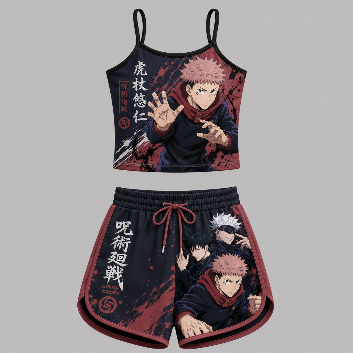 Jujutsu Kaisen Anime Shorts and Crop Top Set