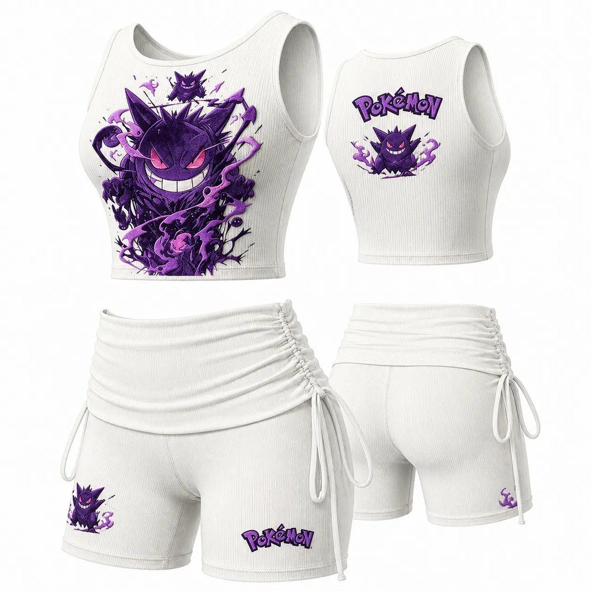 Women's Anime-Print Tank Top And Shorts Sports Set