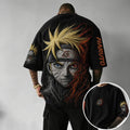 Unisex Anime-Style Retro Corduroy Oversized T-Shirt