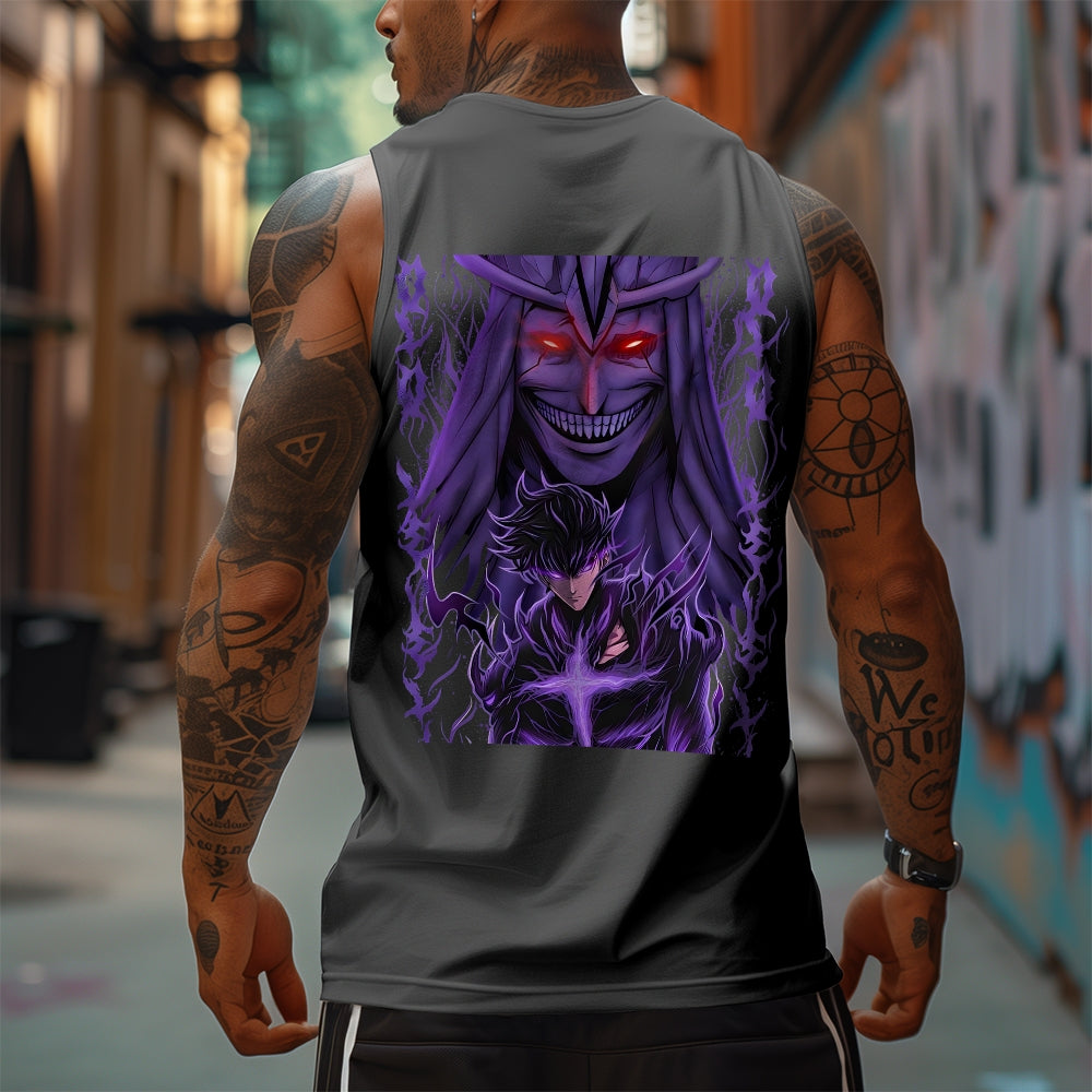 Oversized Anime Print Gym Tank Top