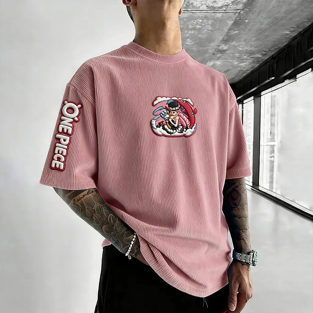 Unisex Anime Inspired Vintage Corduroy T-Shirt